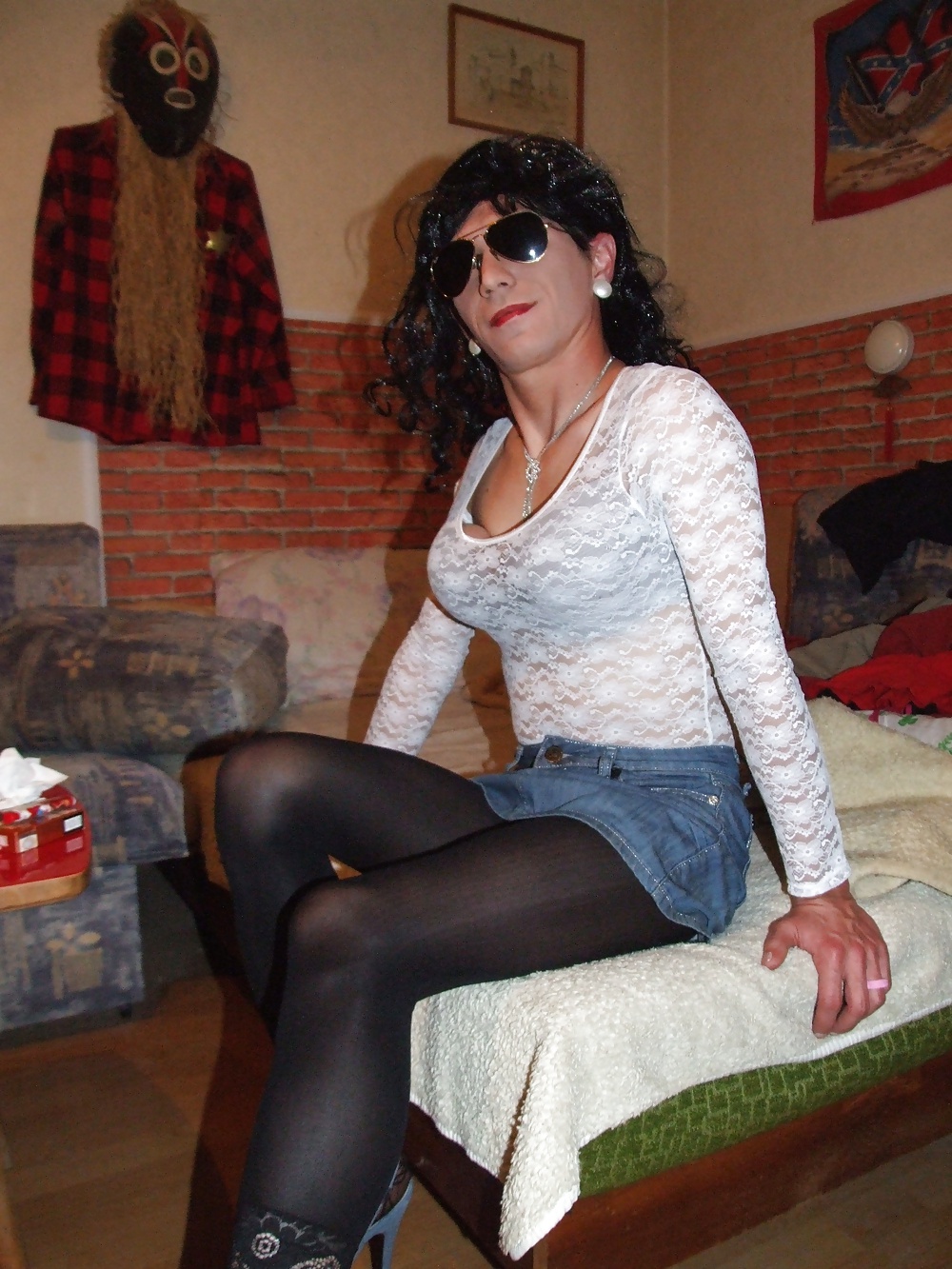 Amateur Transvestite Yvette black hair big cock #29604224