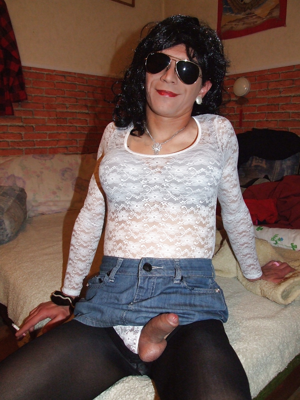 Amateur Transvestite Yvette black hair big cock #29604536