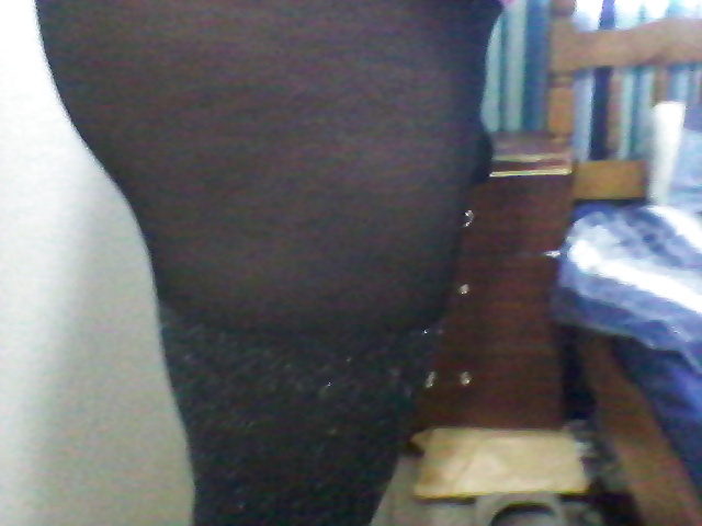 Black mini skirt, pantyhose and pink tight top #35522415