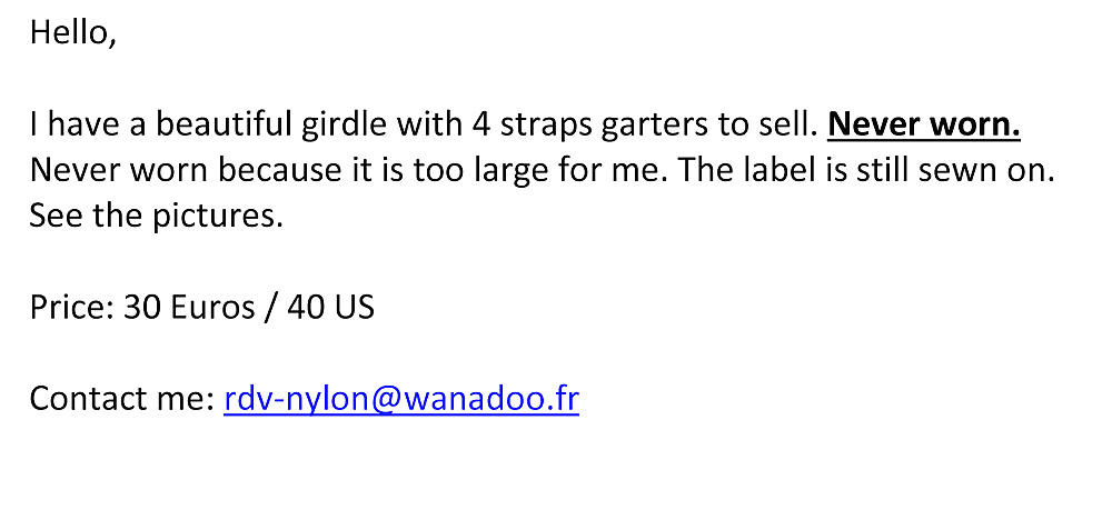 J'ai Une Ceinture Avec Jarretelles 4 Sangles à Vendre. Jamais Porté #28296950