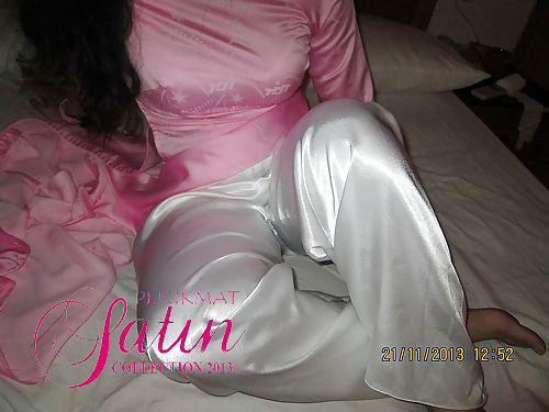 White satin trousers #25569575