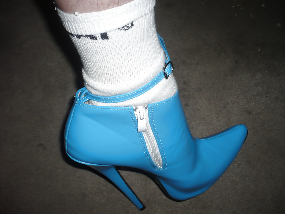 7 inch blue ankle boots with ankle strap #30438656