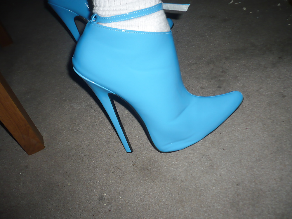 7 inch blue ankle boots with ankle strap #30438675