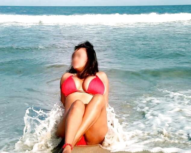 Indian girl showing her big boobs on beach #39833496