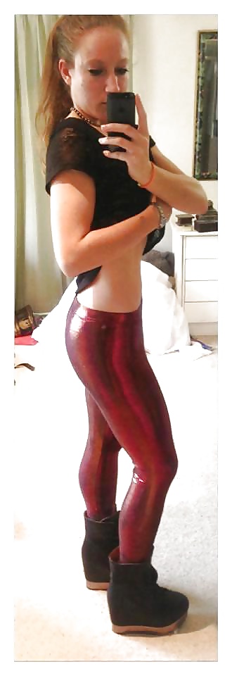 Beautiful women in variou types of shiny leggings #35211797