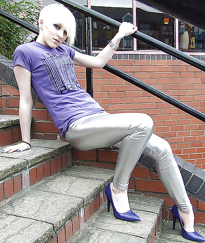 Beautiful women in variou types of shiny leggings #35211810