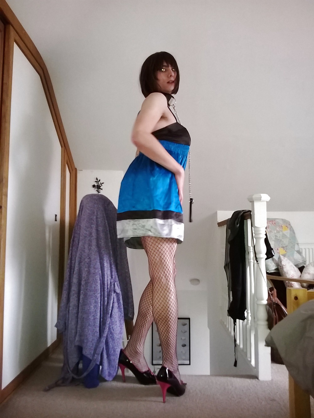 Emma Slut UK crossdresser satin dress #23653793