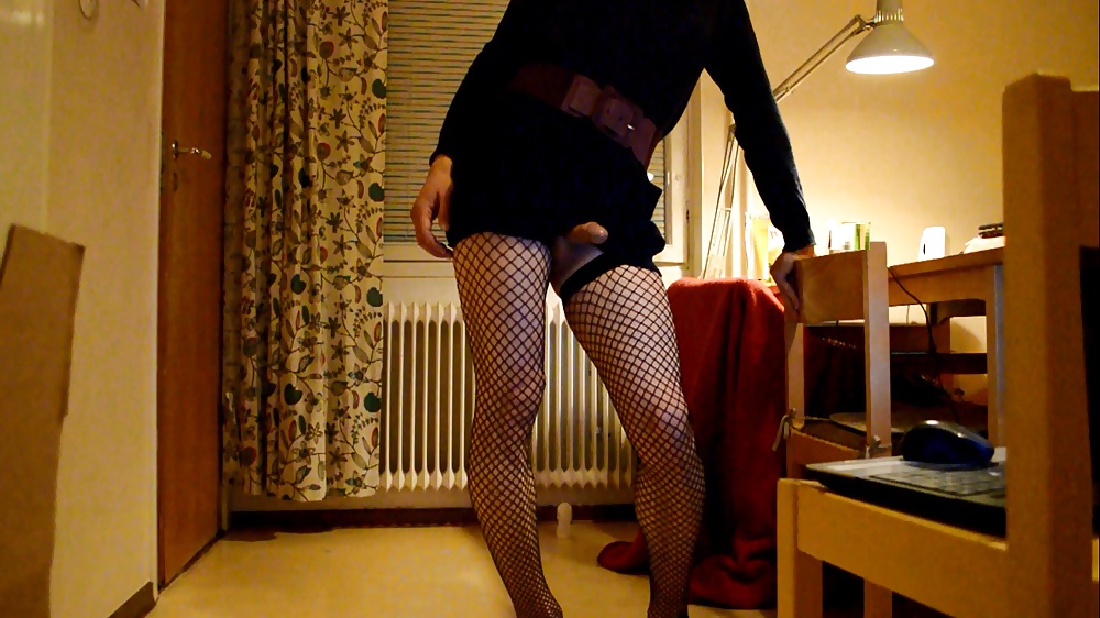 Trap in dress and stockings with buttplug behind #26322324
