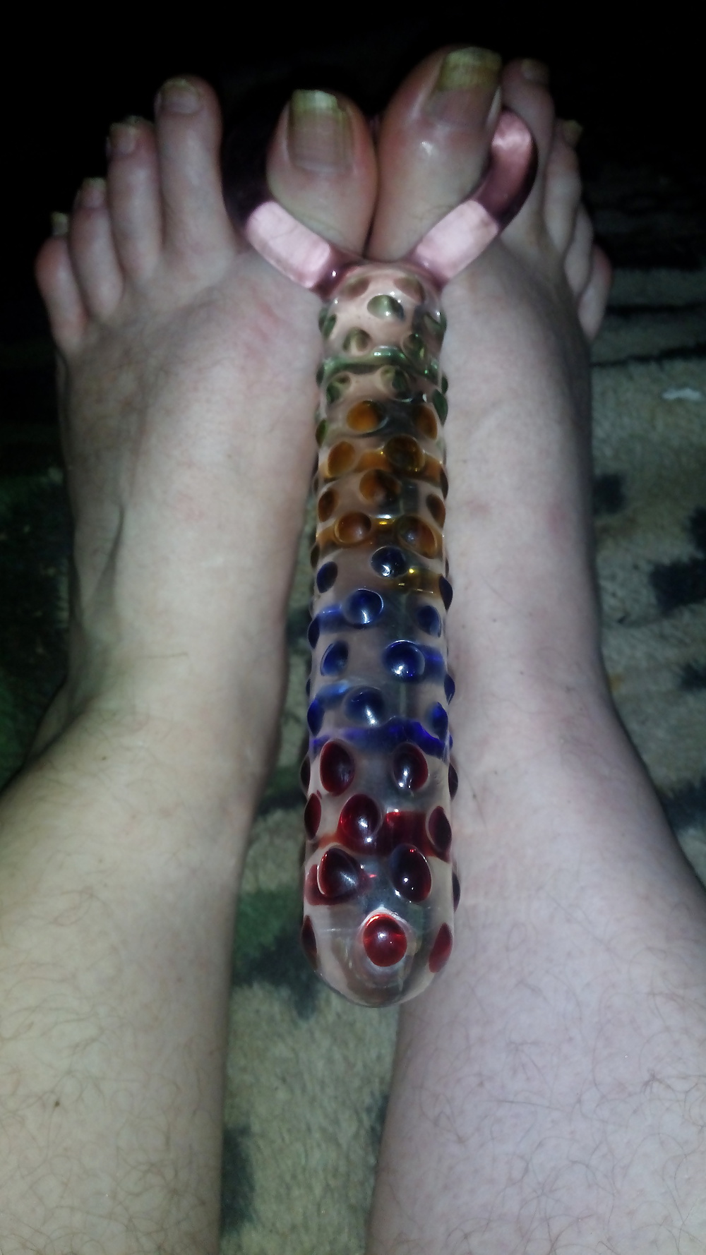 Feet with a heart glass dildo #28451302