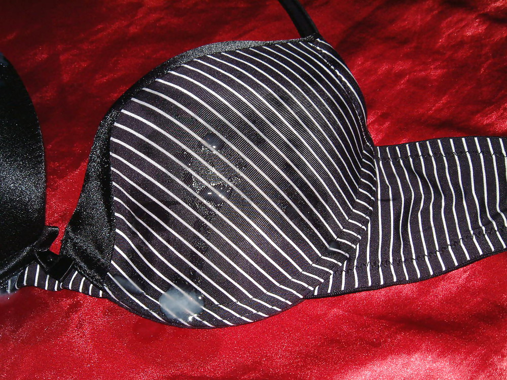 Black Stripey Bra Cum 1 #38049381