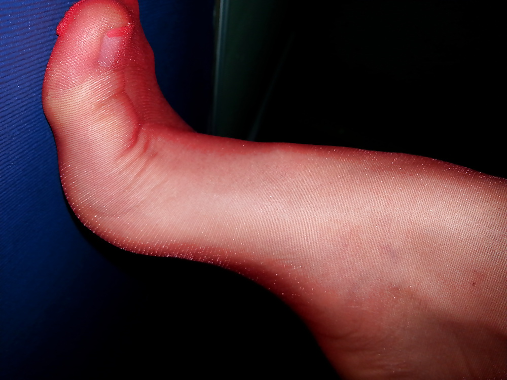 Red nylon Footjob #28208529