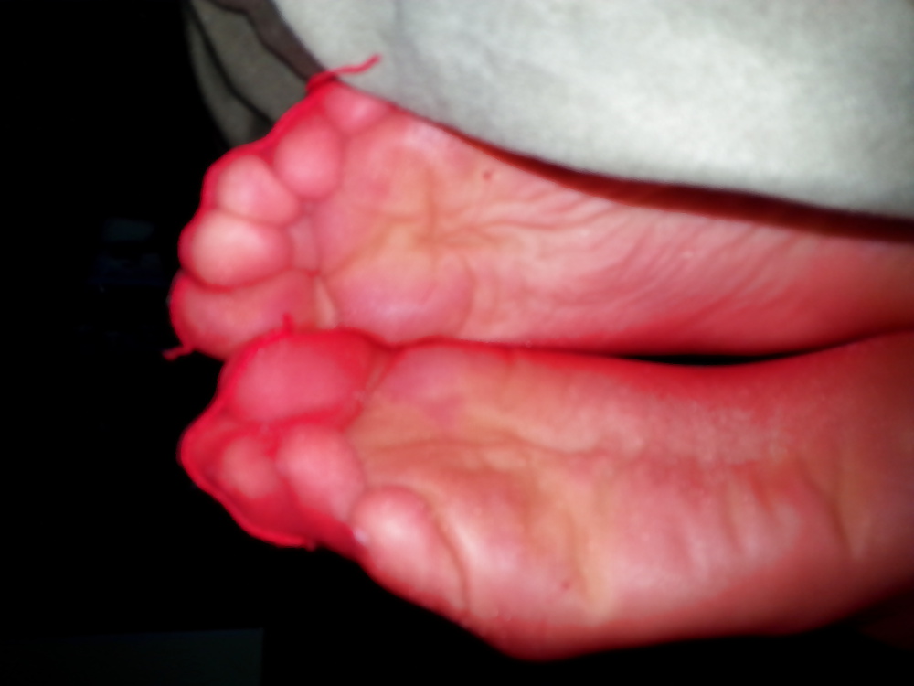 Red nylon Footjob #28208544