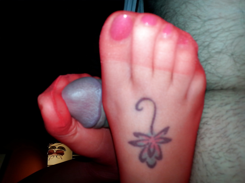 Red nylon Footjob #28208621