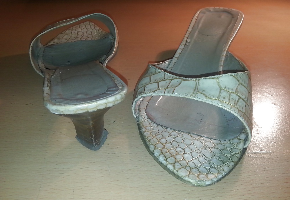 My mother's medium heels open toe sandals cummed #38047565