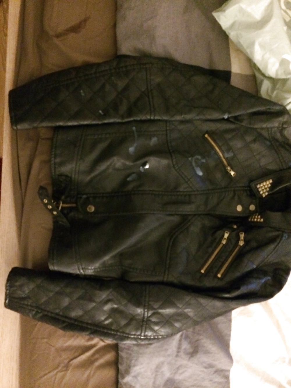Cumshot on cute girls leather jackets #39218075