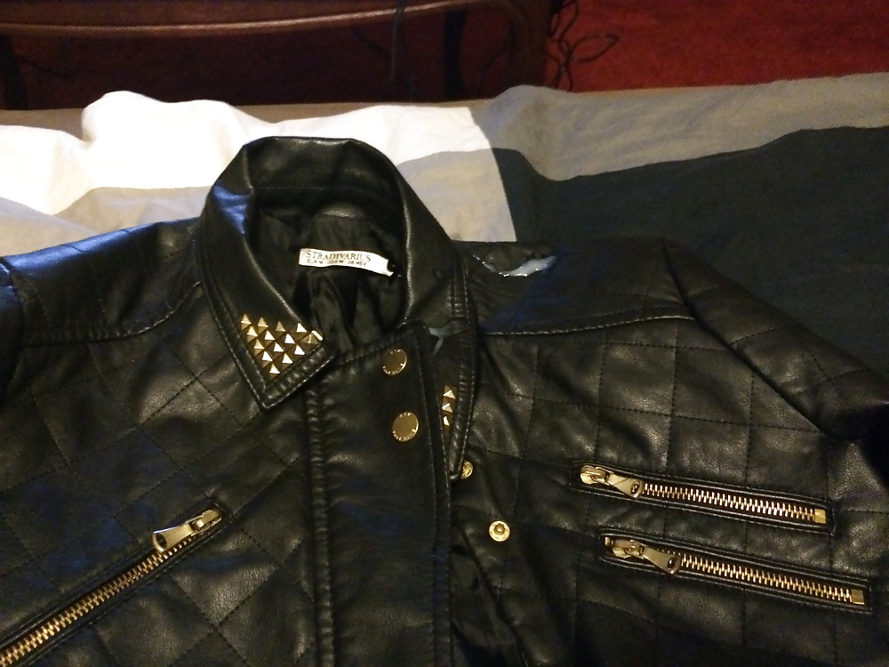 Cumshot on cute girls leather jackets #39218104