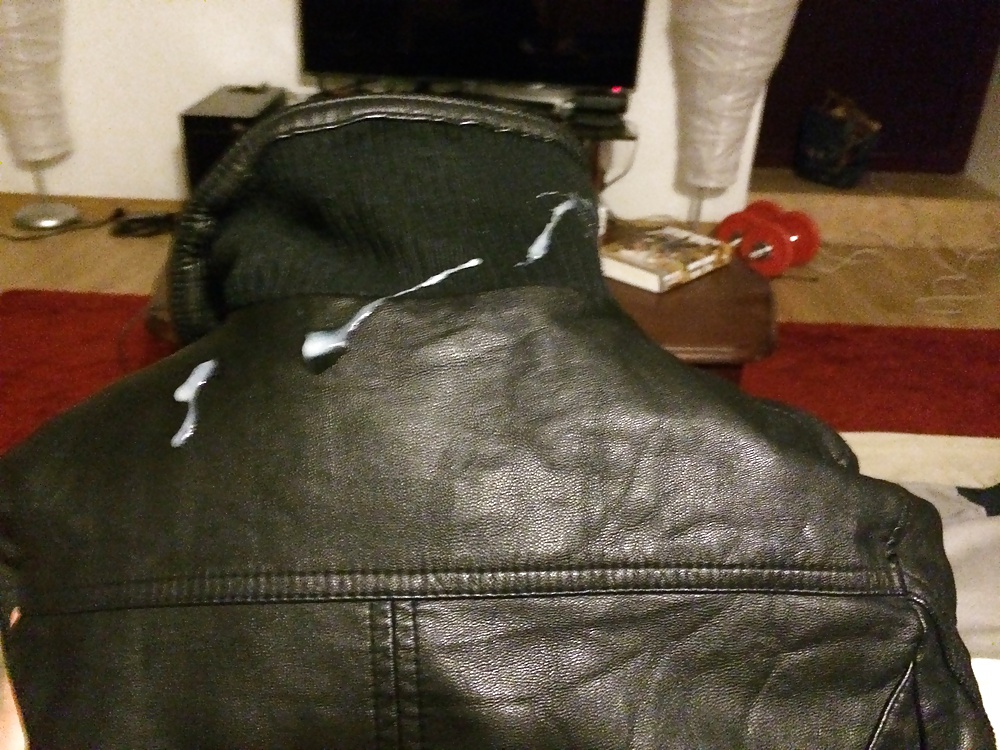 Cumshot on cute girls leather jackets #39218155