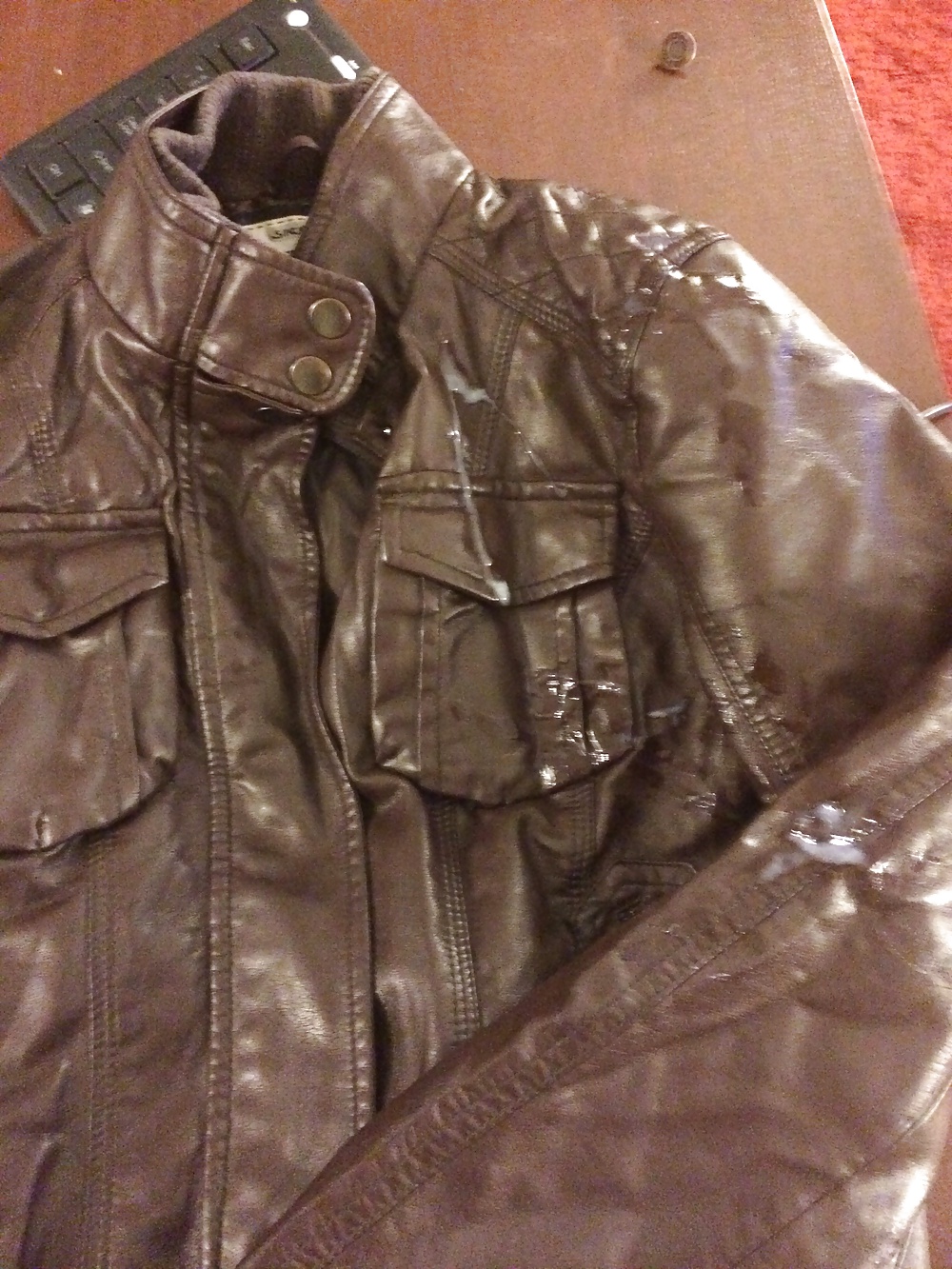 Cumshot on cute girls leather jackets #39218168