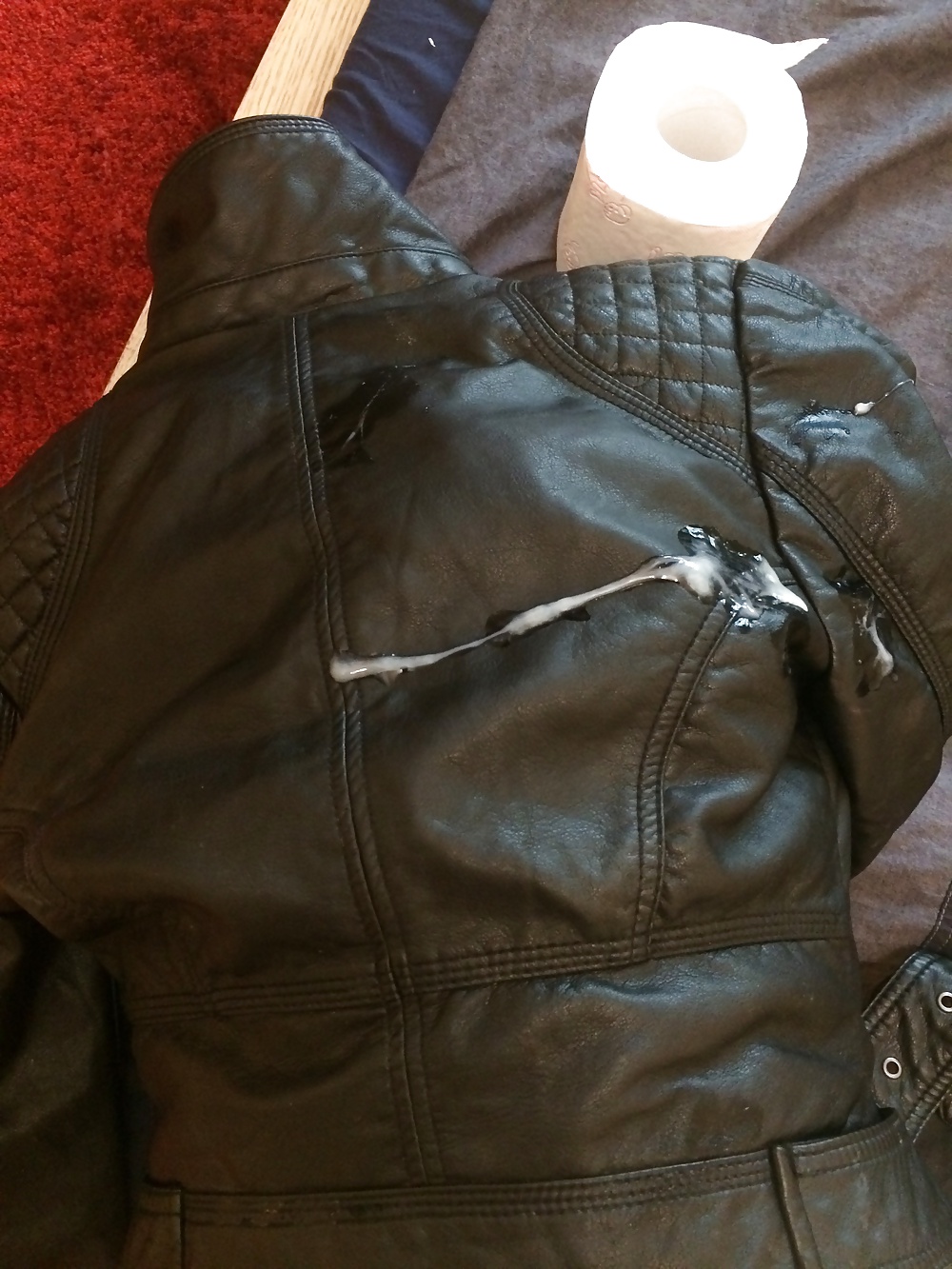 Cumshot on cute girls leather jackets #39218223