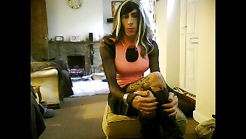 Crossdresser in sexy pink minidress #24340563