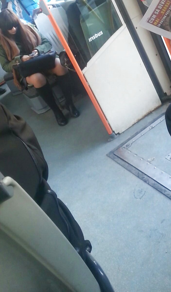 Spy sexy teens skirt and feet in bus romanian #39463275