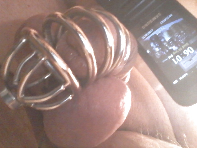 Seperated balls while in chastity device #28982249