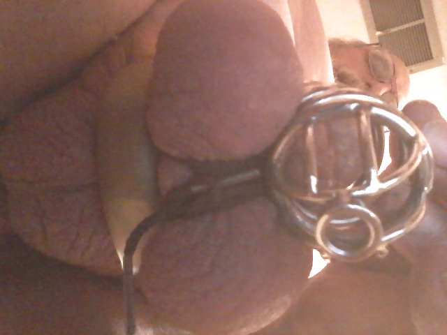 Seperated balls while in chastity device #28982254