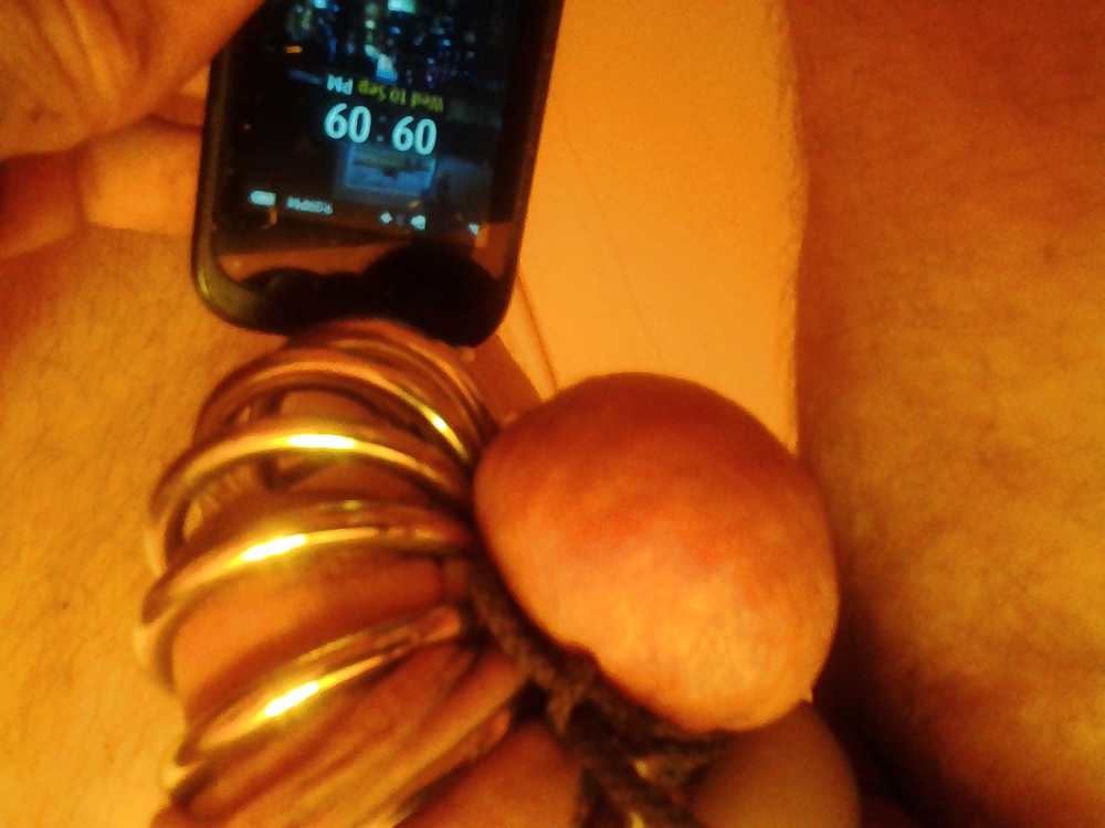 Seperated balls while in chastity device #28982287