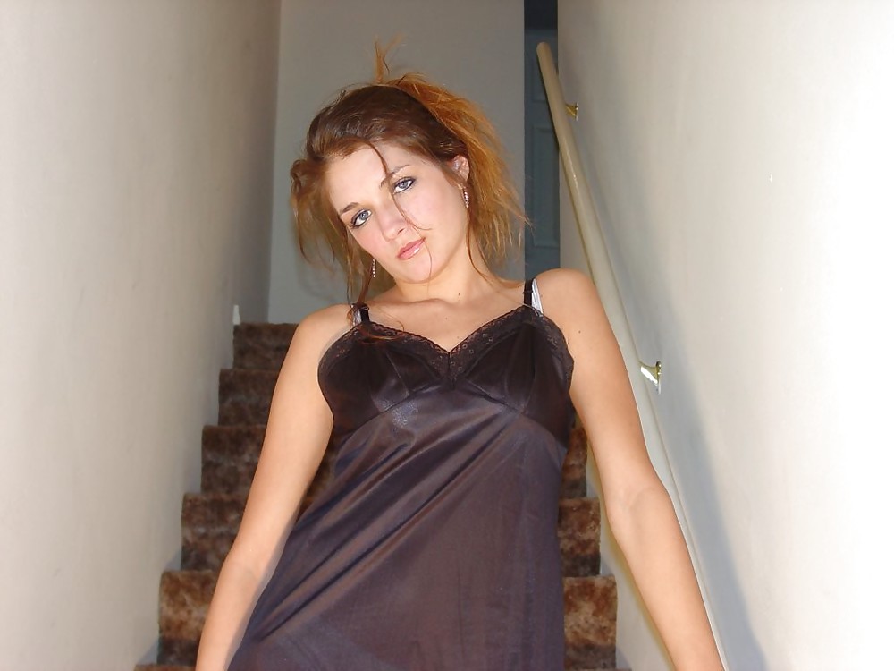 Teen In Black Satin Slip #23518338