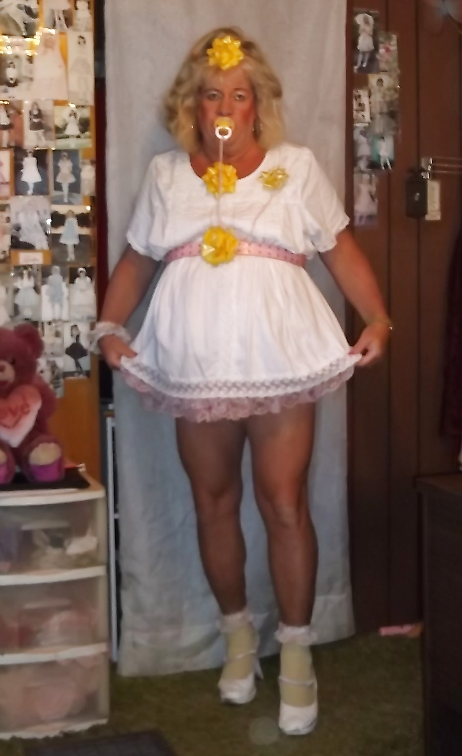 Sissy pansy in several of his adult baby girl dresses #35743526