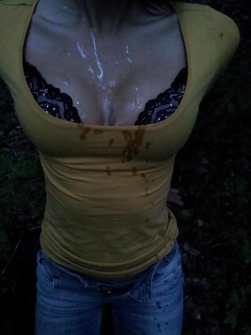 Amateur Girls taking cum on Cleavage wearing a shirt #33629613