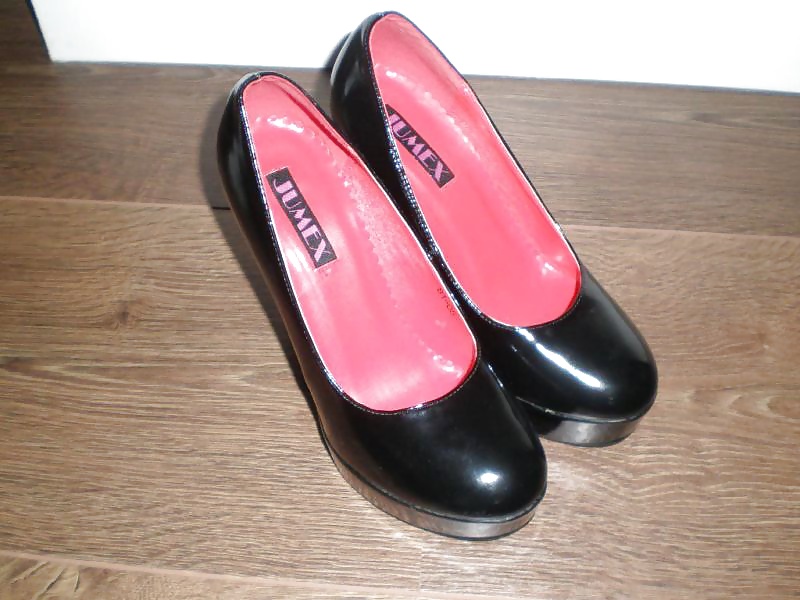 My Aunt Gudrun her sexy Black and Pink High-Heels Size 38 #25120180