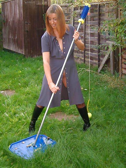 English housewife flashes back yard #32346690