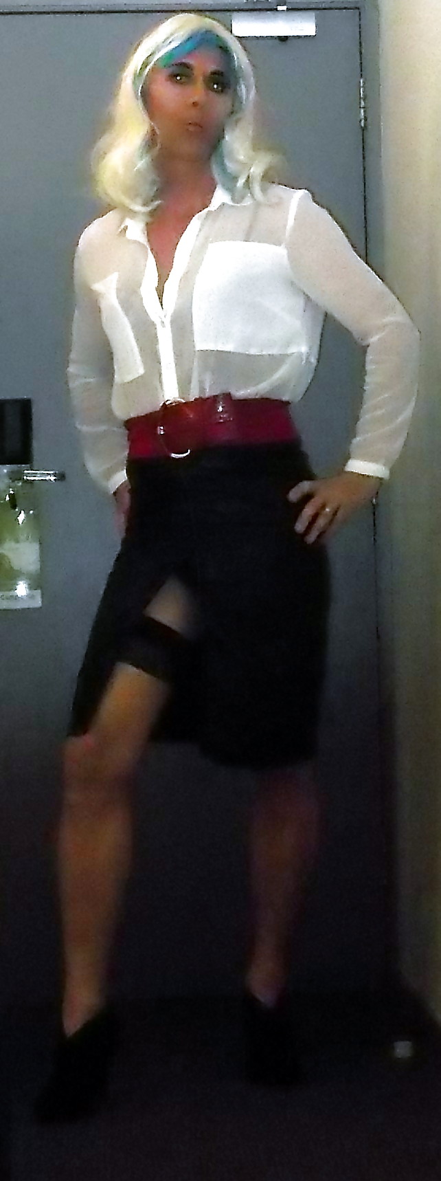 New blouse and favorite leather skirt #36314110