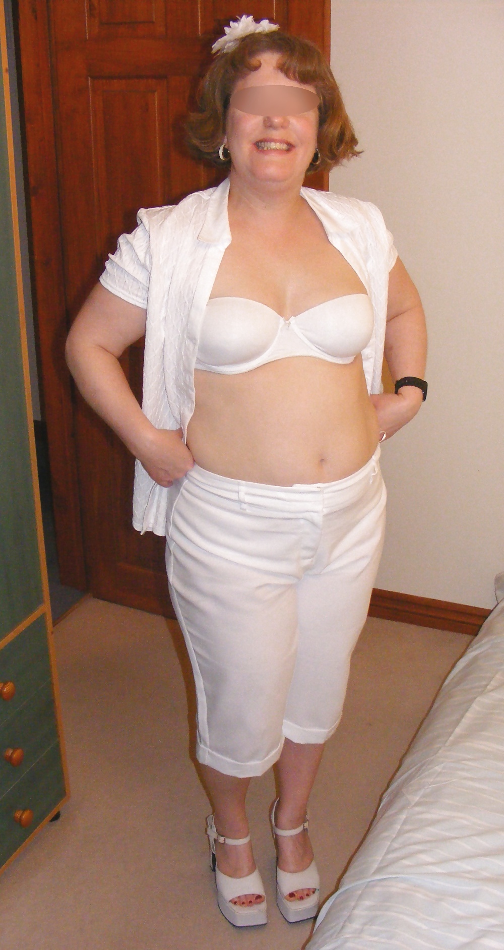 Slutty secretary in white knickers and platforms #34299748