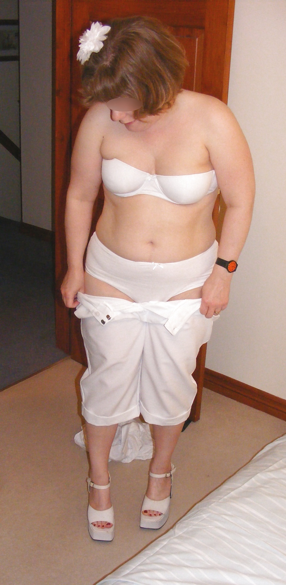 Slutty secretary in white knickers and platforms #34299762