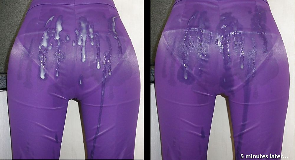 Troisième Charge De Sperme Sur Le Dos Du Pantalon Violet Brillant #23975764