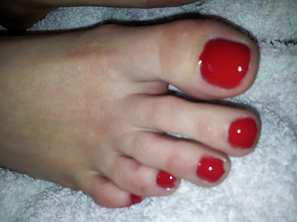 Wifes sexy polish red toe nails feet 2 #36980759