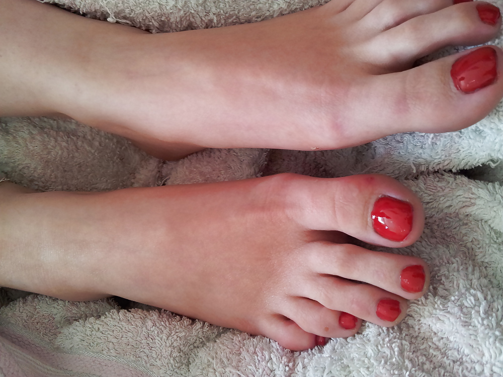 Wifes sexy polish red toe nails feet 2 #36980772