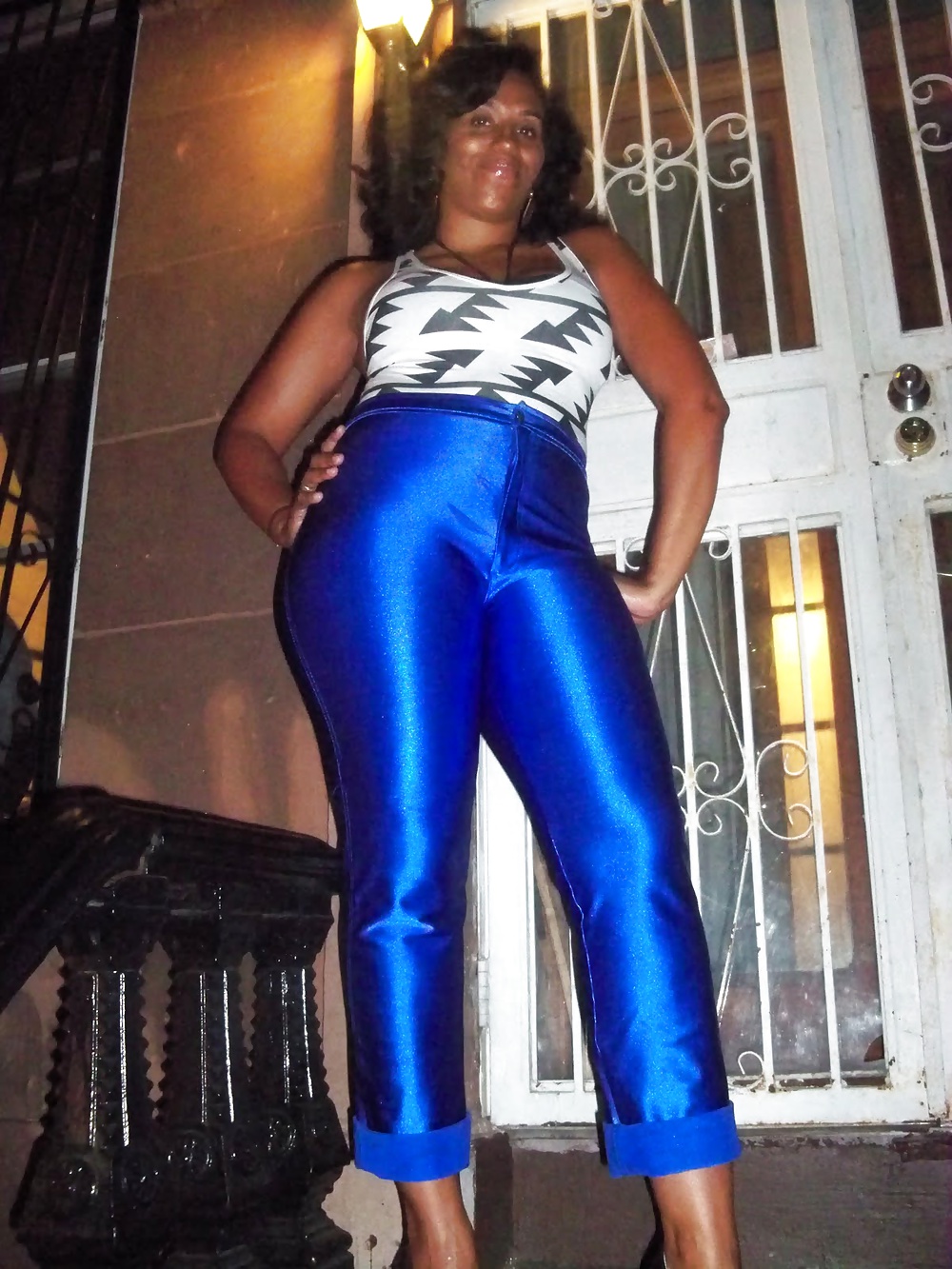 BLUE SPANDEX DISCO PANTS #30384610