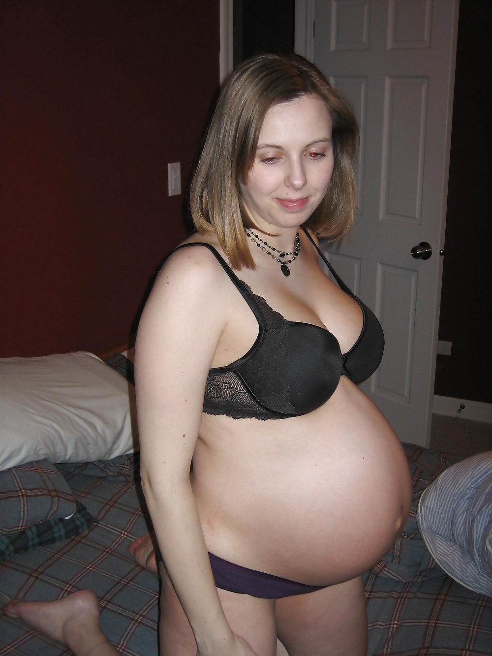 PREGNANT big belly strech marks panties amateur wives #24579046