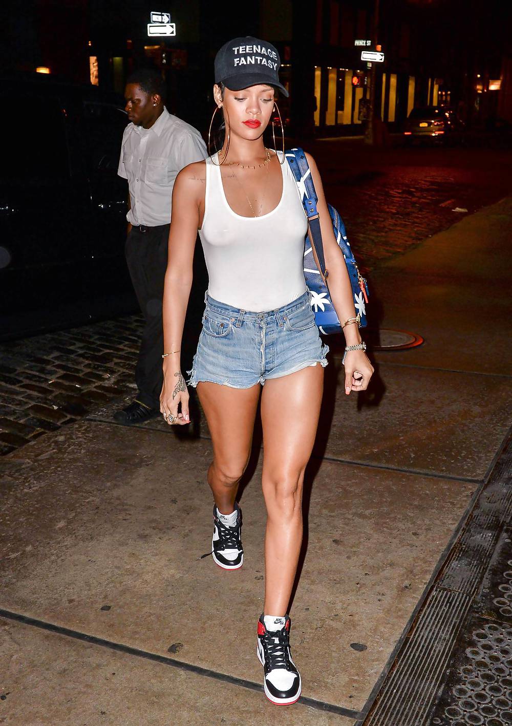 RIHANNA Forgets to Wear Her Bra Again in NY  #26362821