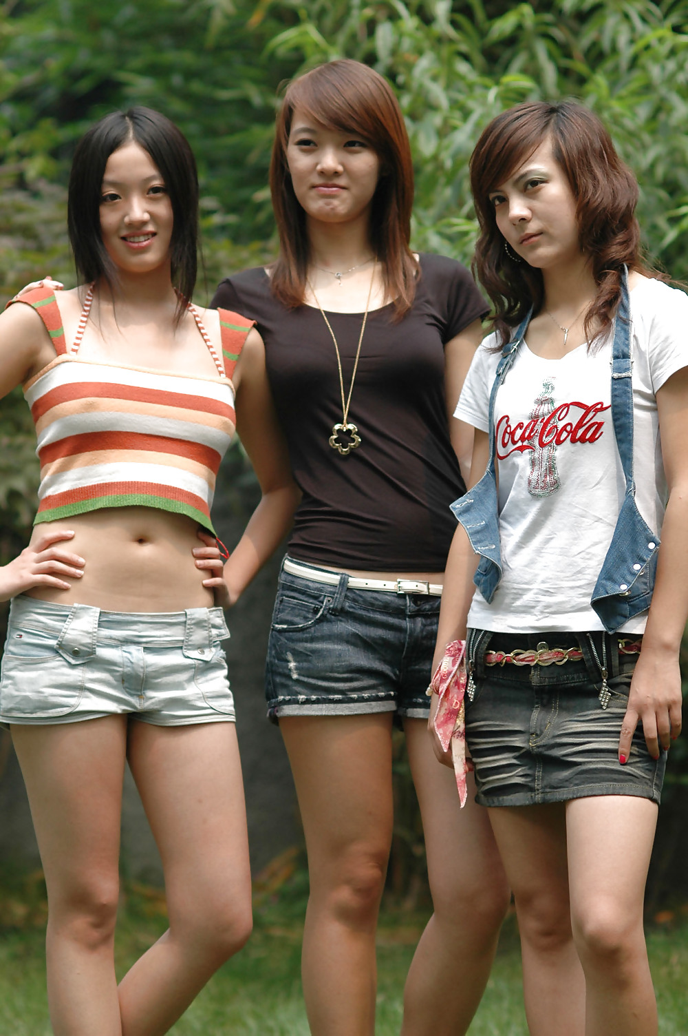 3 sexy asian teens posing outside #37216393