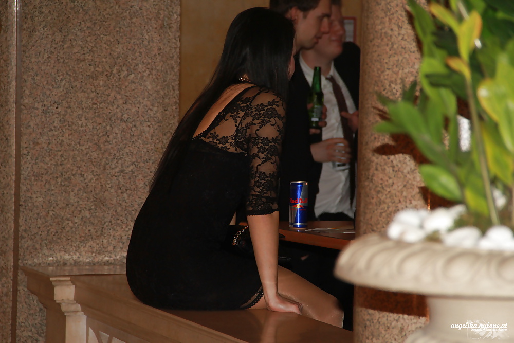 Sexy Lady wearing shiny Pantyhose in Restaurant.. Hidden  #31633418