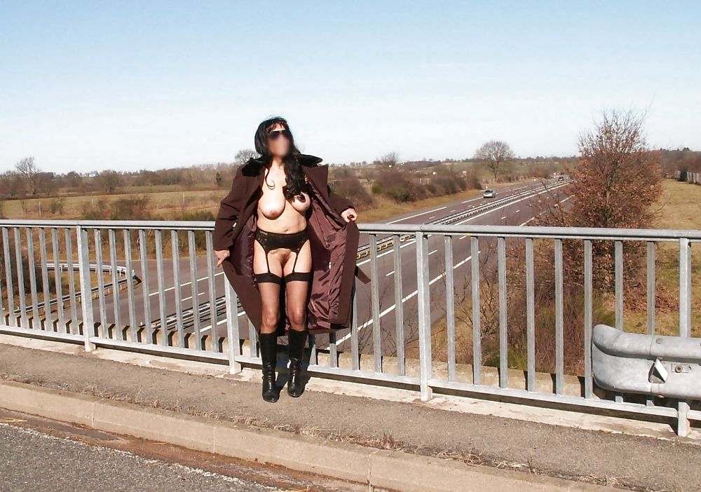 Upskirt and Nude On HWY Overpass #24280531