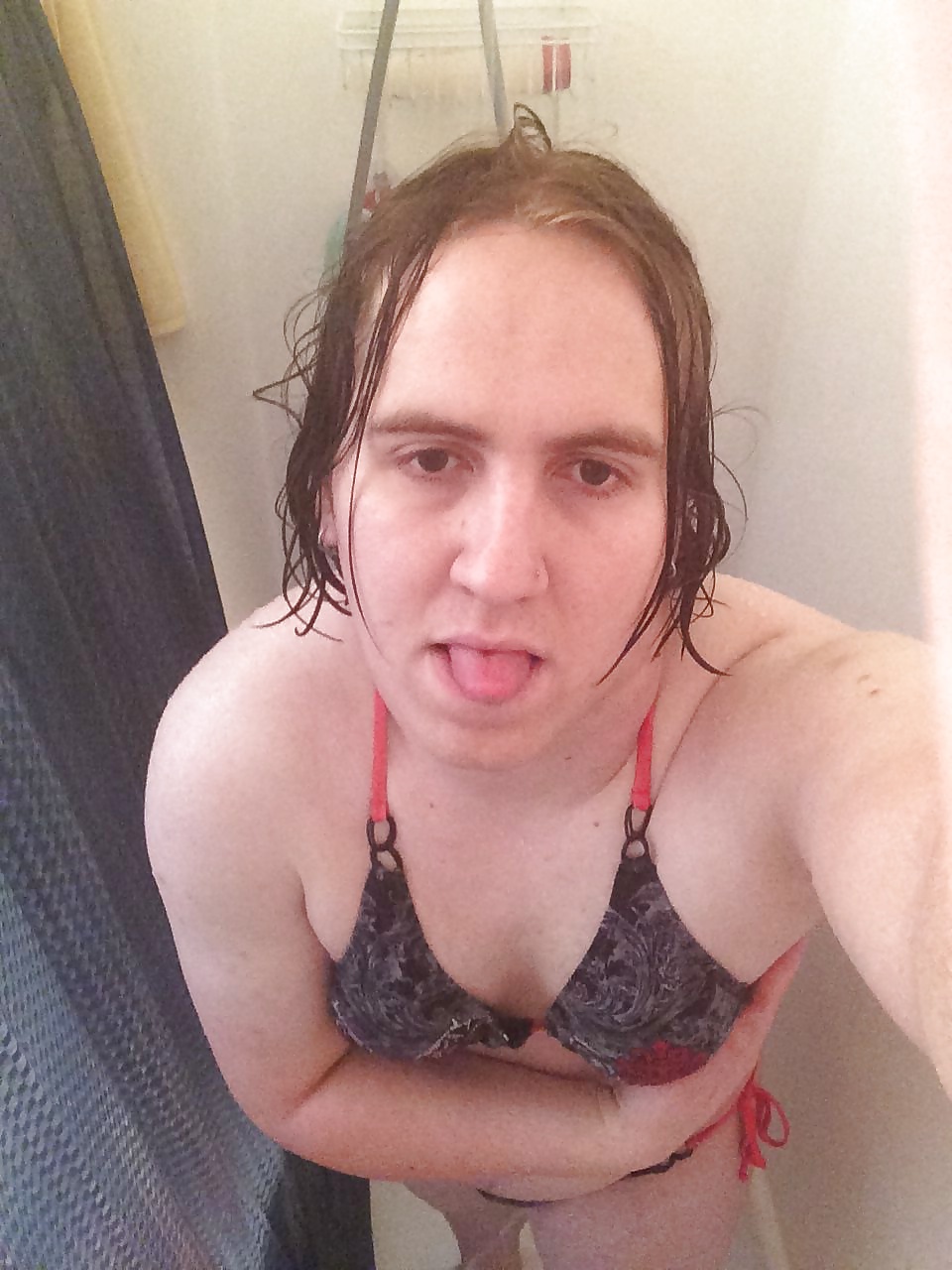 Awkward Selfies and  Bathing Suit in Shower #28244222