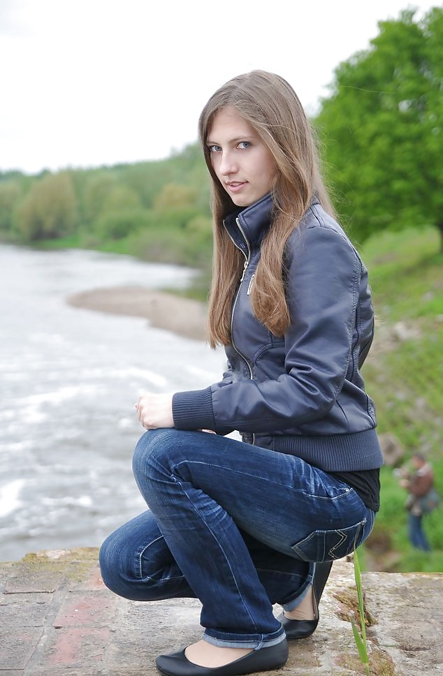 Teen girls in leather jacket  #31989746