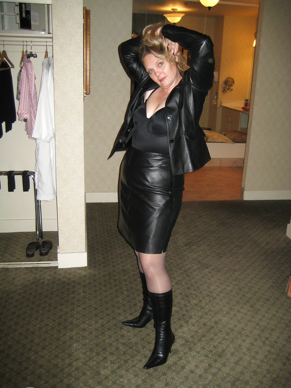 Cougar in Leather Skirt #34892997