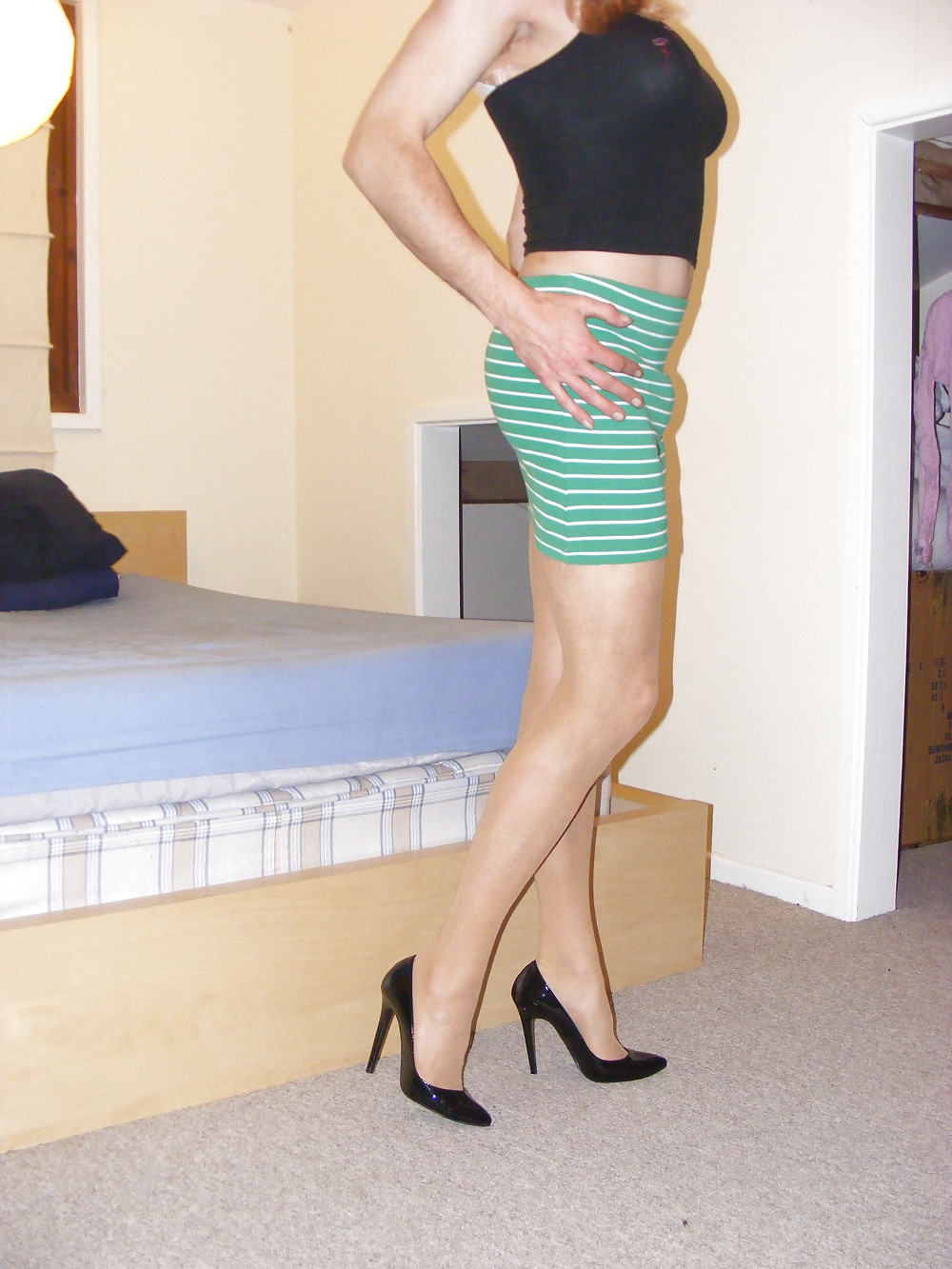 Tranny slut miniskirt and heels #23973273