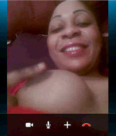 French Ebony showing Big Boobs on Skype #39370885